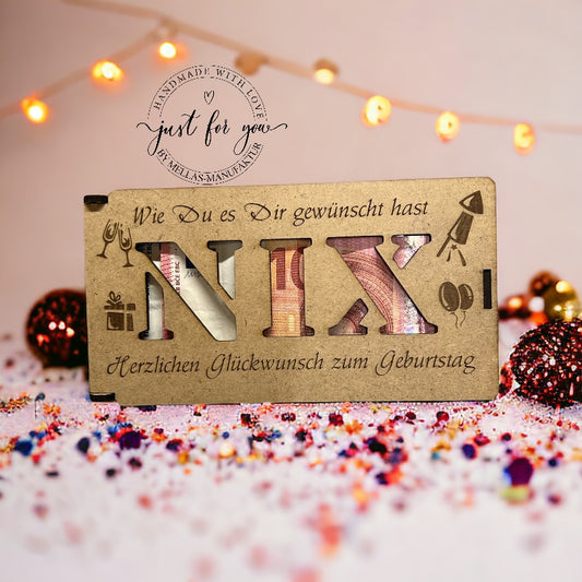 Holzbox Geldgeschenke Geburtstag NIX - Mellas Webshop